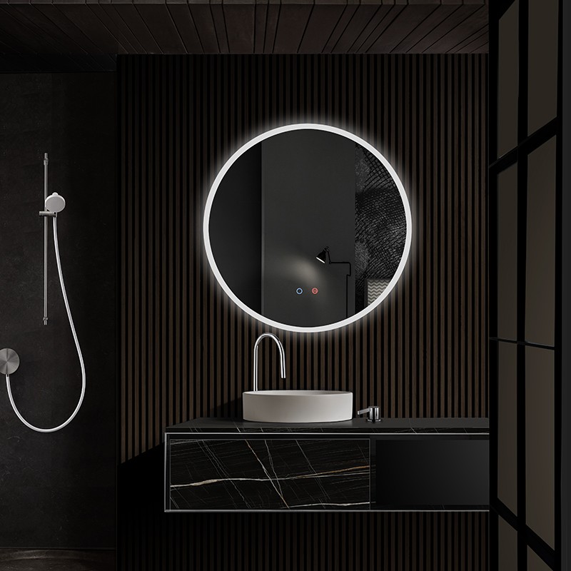 Espejo de baño redondo LONDRES de LEDIMEX con LED y canto arenado