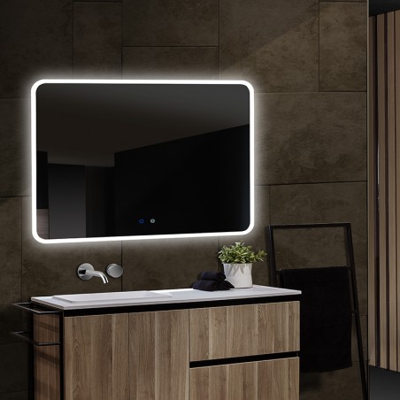 Espejo led baño cuadrado con canto redondeado retroiluminado KAPA - CRISTALED