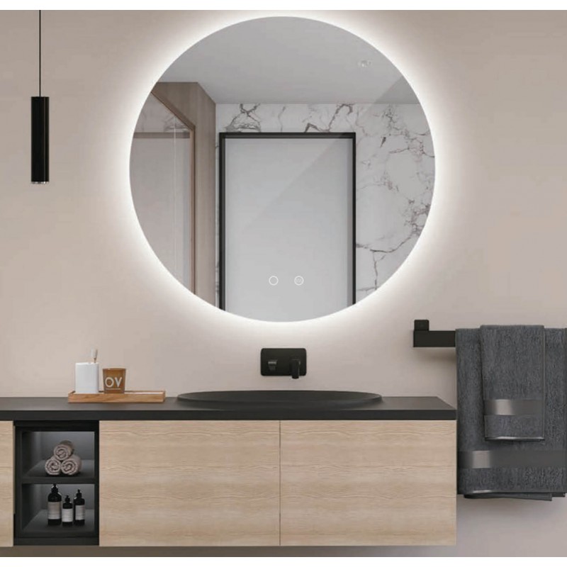 Espejo led redondo retroiluminado Lisboa perfecto para baño Medida Ø 50 -  Luz Fría (6000ºk)
