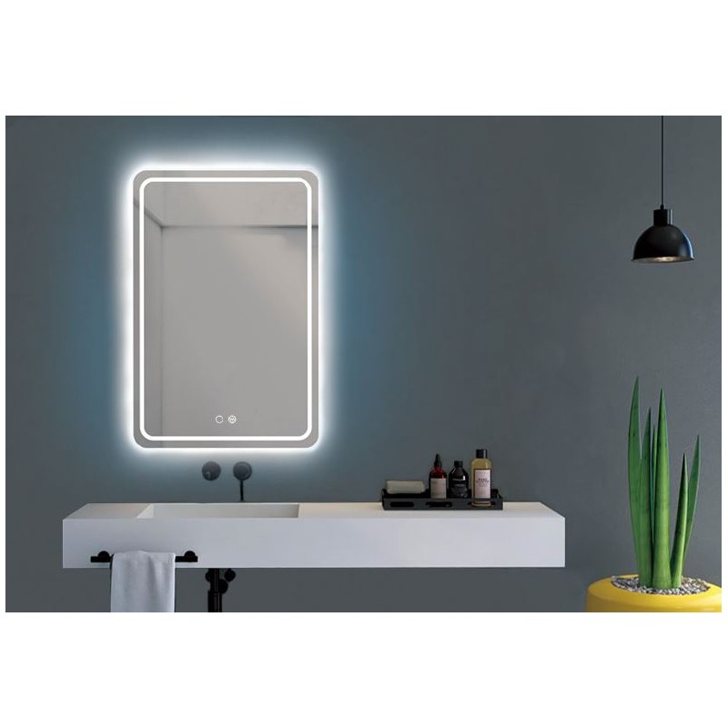 Espejo led baño cuadrado retroiluminado EPSILON 100x80 - CRISTALED