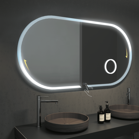 Espejo eliptico con marco iluminado acrilico, luz fria INDIANA - LEDIMEX