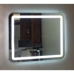 Espejo baño luz LED frontal con esquinas redondeadas