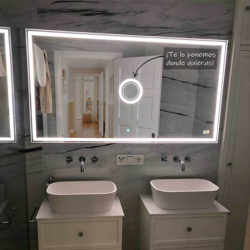 Espejo de baño CAPRI. Luz fría LED integrada en el espejo