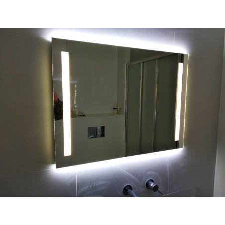 Espejo baño luz led cuadrado retroiluminado y Frontal Hera