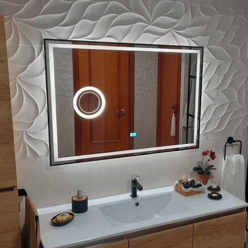 Espejo Moderno Luz Led Rectangular Maki 60x80 Baño Reflejar