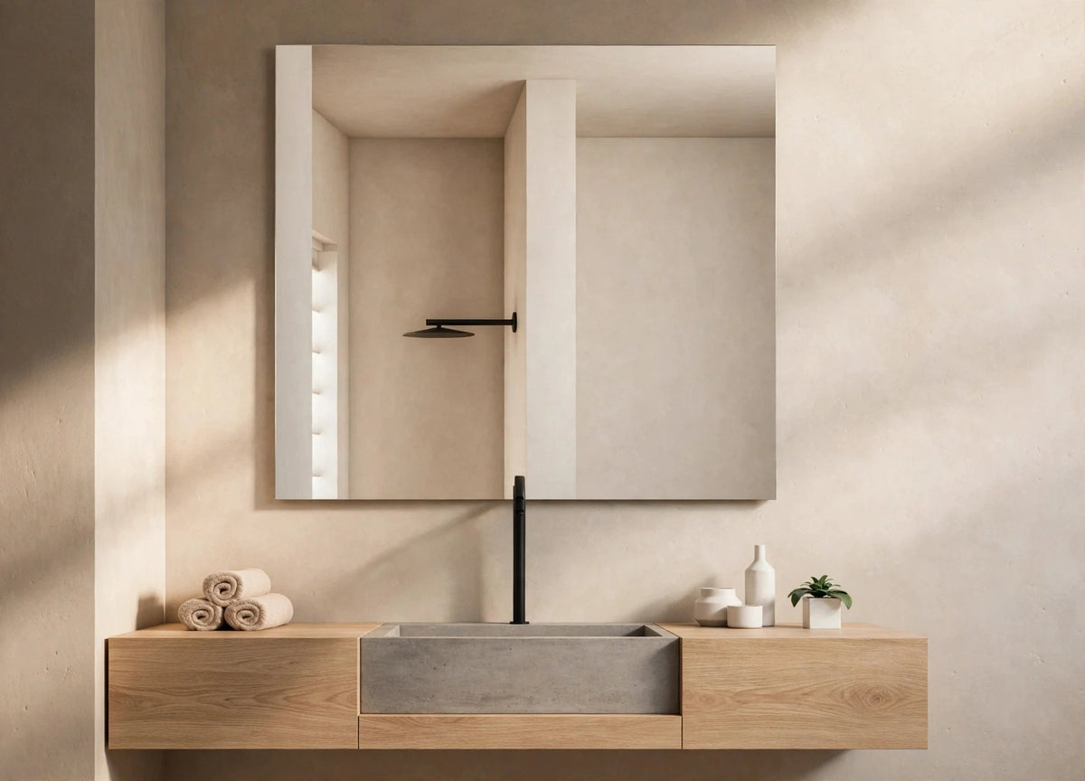 Espejo de baño y vestidor rectangular sin luz · Modelo BASIC