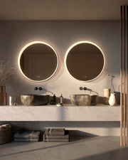 Espejo de baño con luz LED en marco iluminado · Modelo BOLONIA