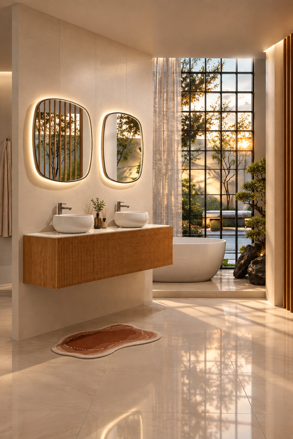 Espejo de baño con luz LED retroiluminada y perimetral · Modelo CATANIA