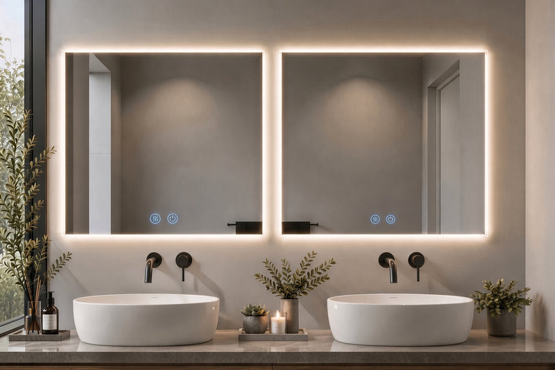 Espejo de baño con luz LED retroiluminada rectangular · Modelo Bidens EXPRESS