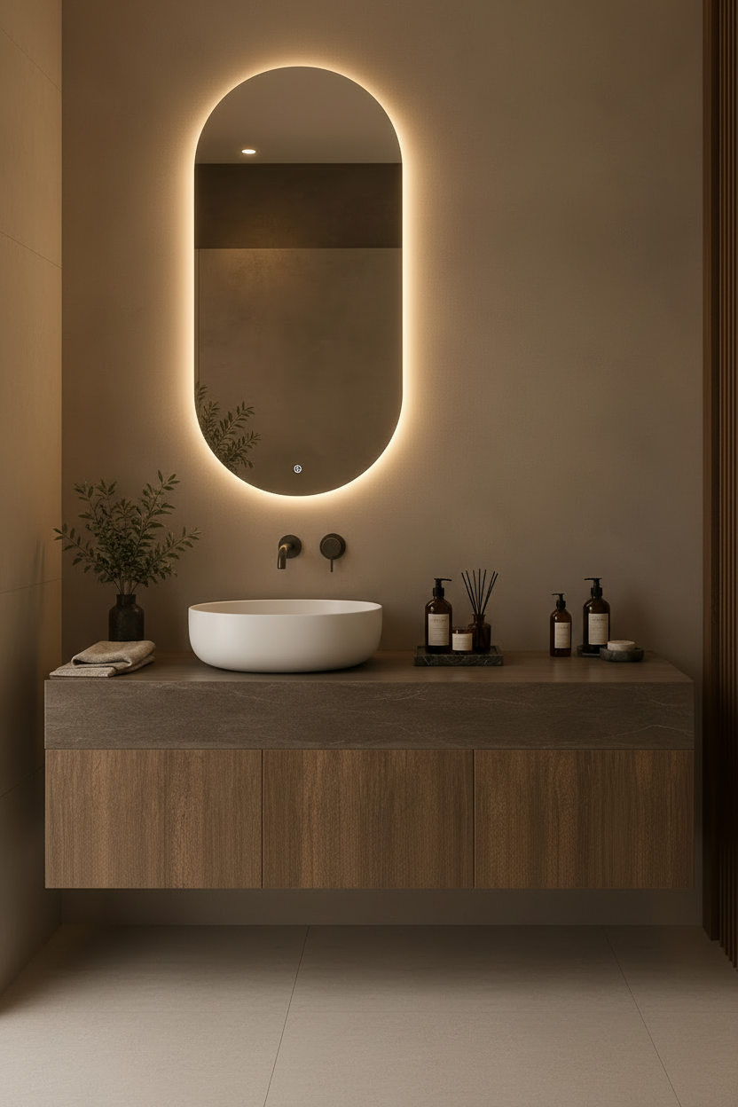 Espejo de baño ovalado con luz LED retroiluminado · Entrega 24-72h · Modelo Alice Luz EXPRESS