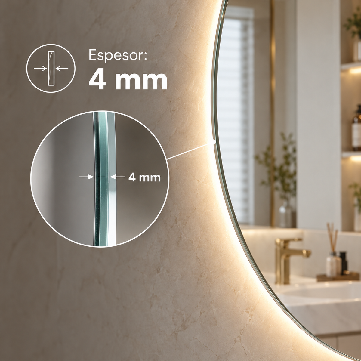 Espejo de Baño con Luz LED Redondo Retroiluminado · Luz Ambiental · Dian EXPRESS · Entrega 24-72h