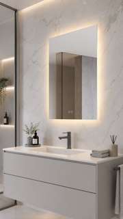Espejo de baño con luz LED rectangular retroiluminado · Modelo ITALIA