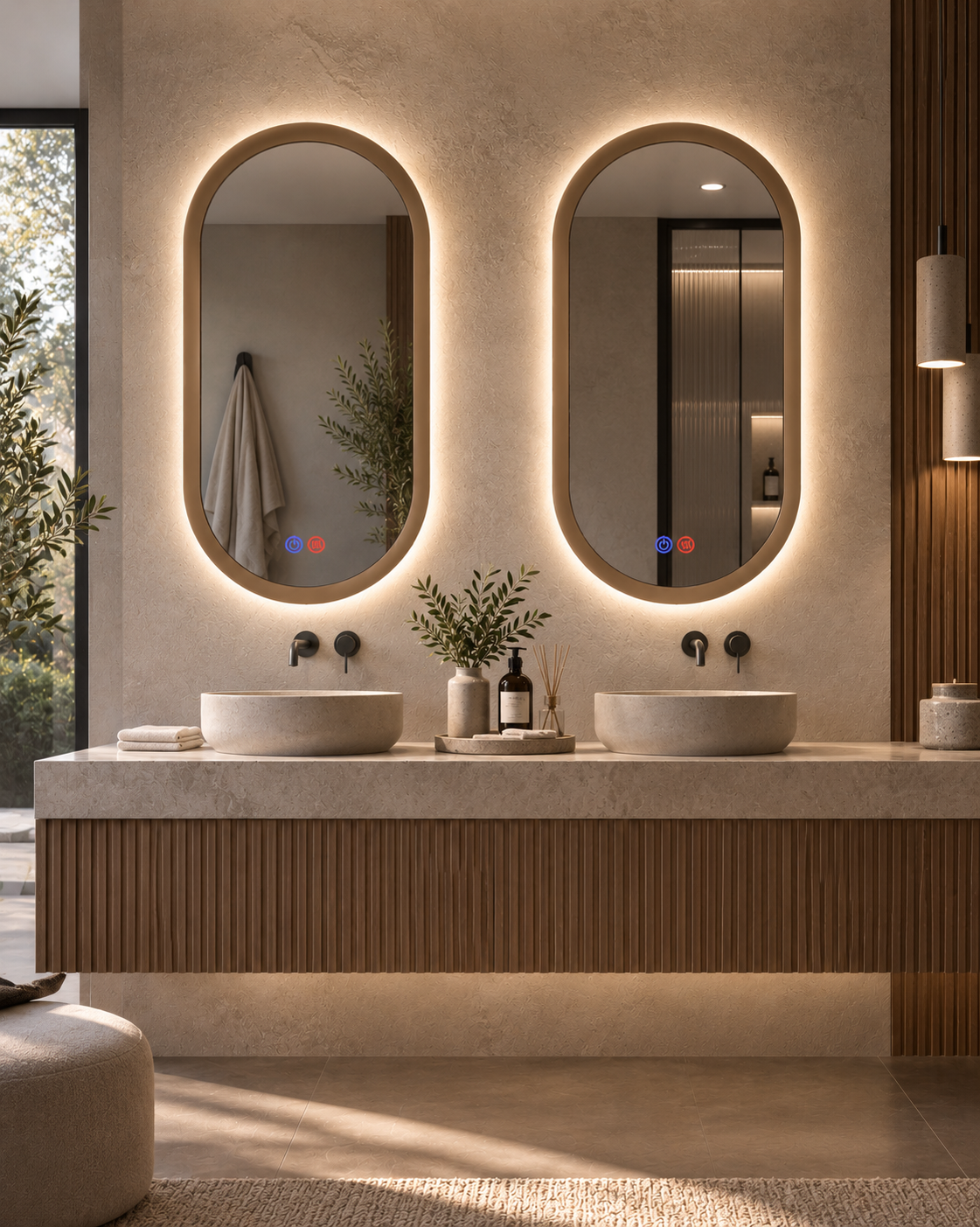 Espejo de baño con luz LED retroiluminada y perimetral · Modelo MILANO