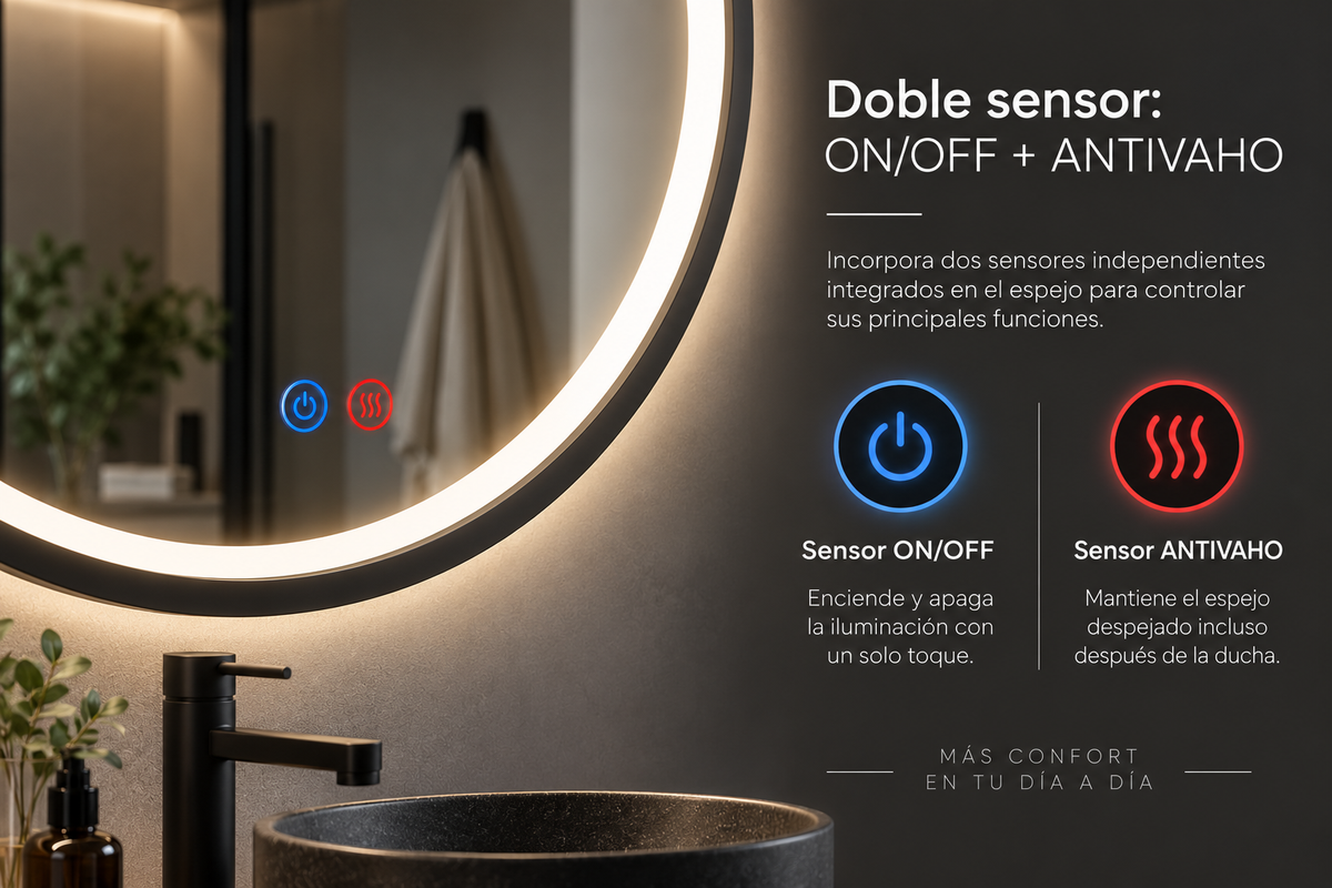Espejo de baño con luz LED · Modelo NEPAL