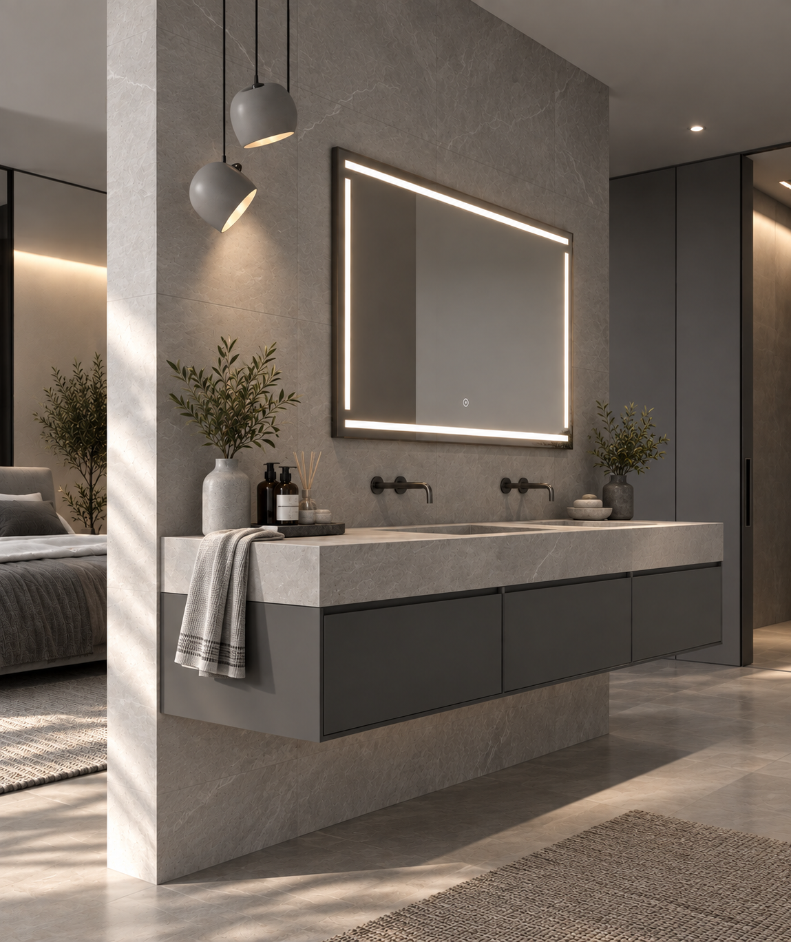 Espejo de baño con luz LED frontal · Modelo VIENA