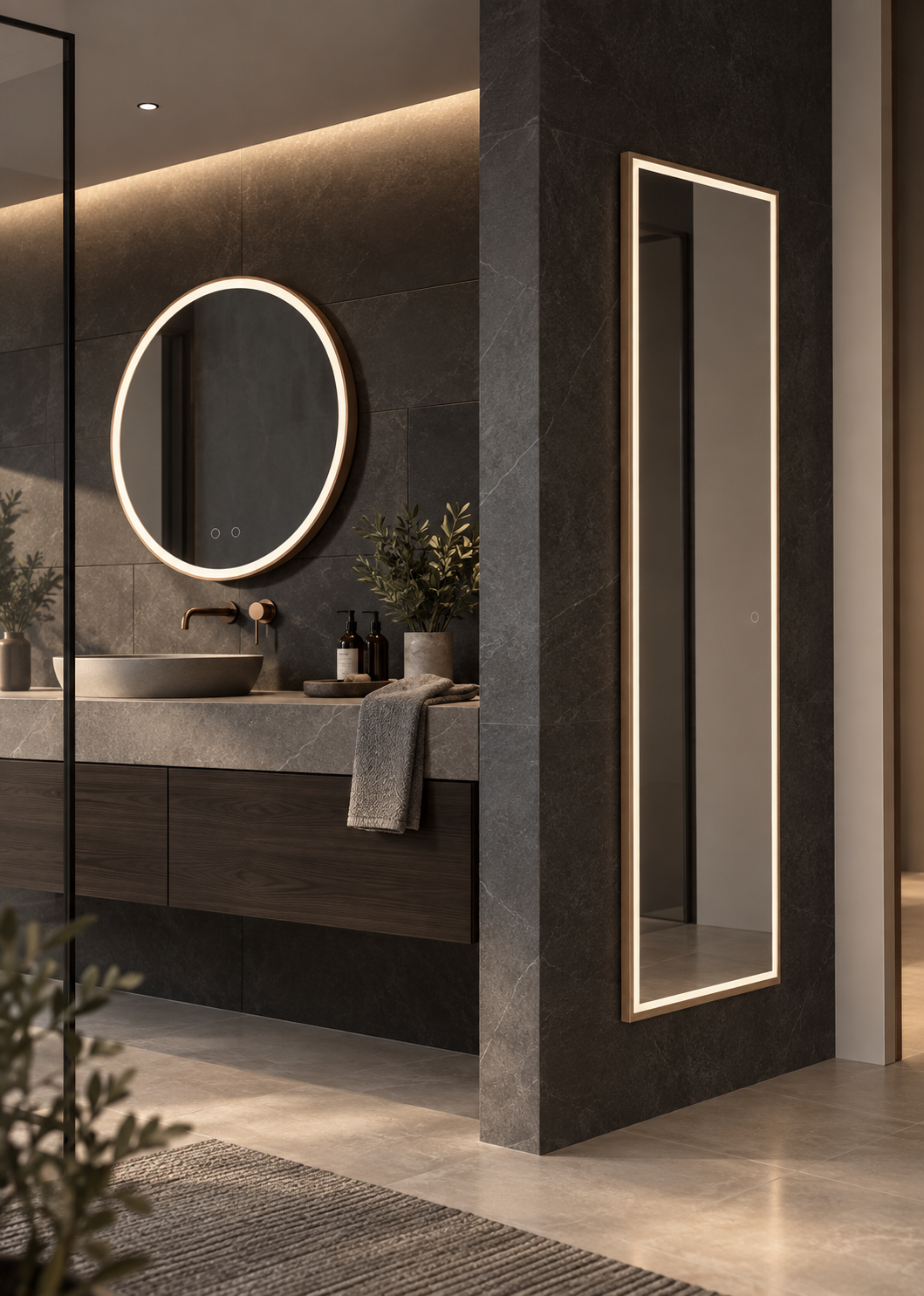 Espejo de baño y vestidor con luz LED frontal rectangular · Modelo NUEVA YORK