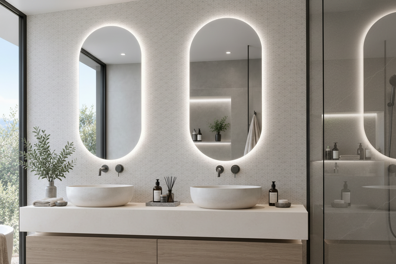 Espejo de baño ovalado con luz LED retroiluminado · Modelo Alice Luz EXPRESS
