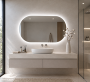 Espejo de baño con luz LED ovalado a medida retroiluminado · Modelo ALICE LUZ [config]