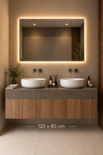 Espejo de baño con luz LED rectangular a medida retroiluminado · Modelo BIDENS