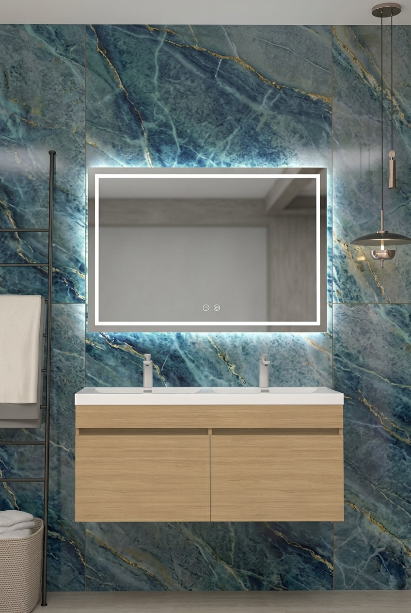 Espejo de baño con luz LED rectangular retroiluminado · Modelo HOLANDA