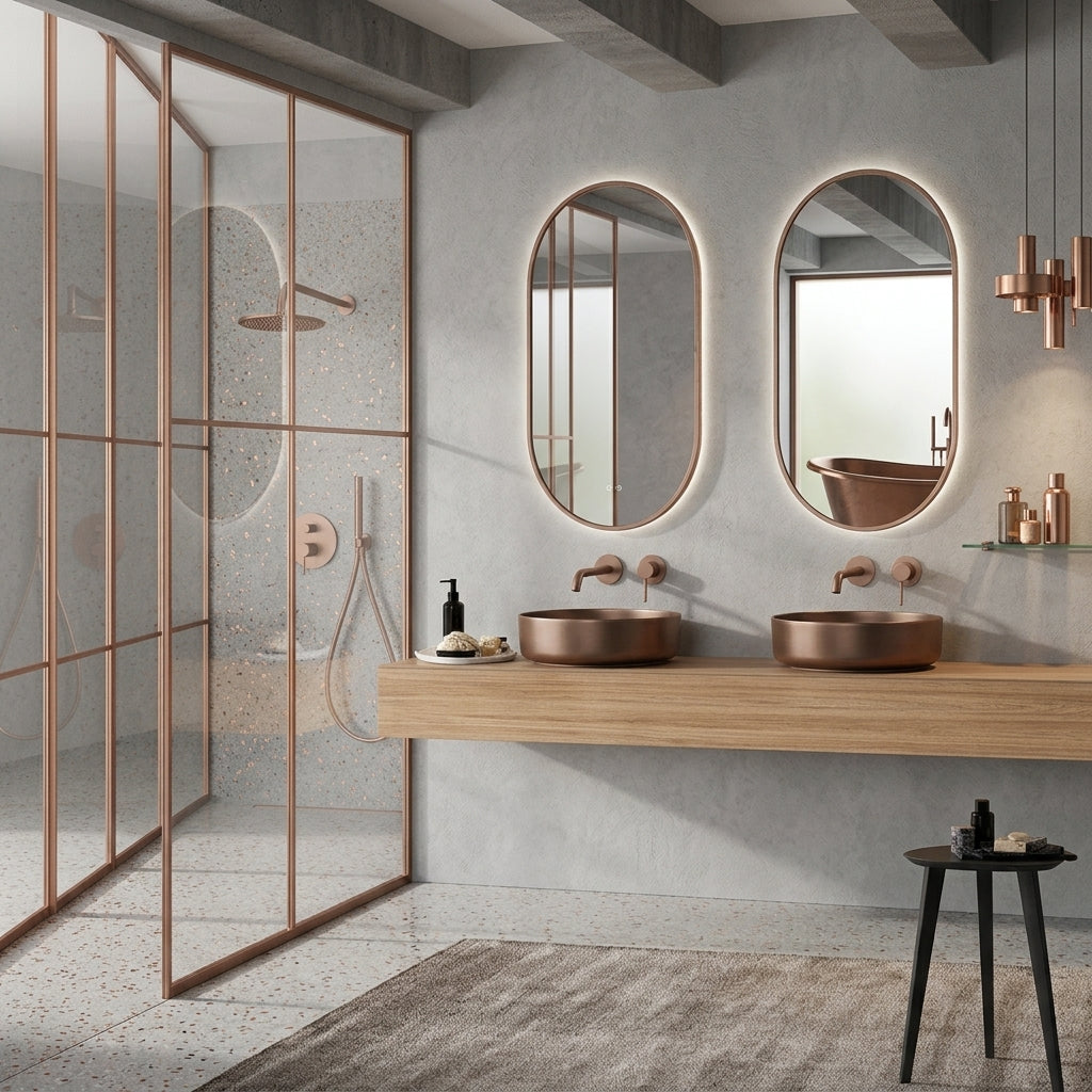 Espejo de baño con luz LED ovalado retroiluminado · Modelo TOKYO