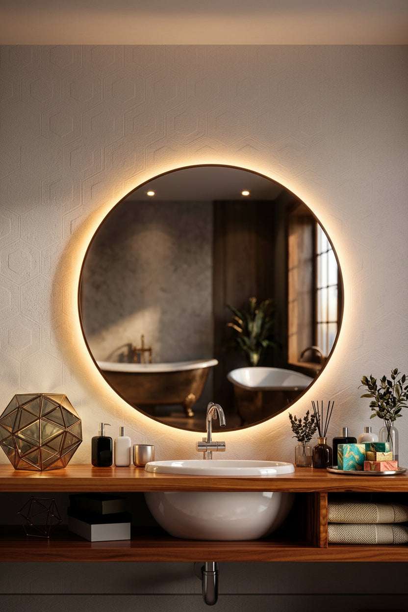 Espejo de baño con luz LED redondo entrega 24-72h · Modelo Mamba EXPRESS