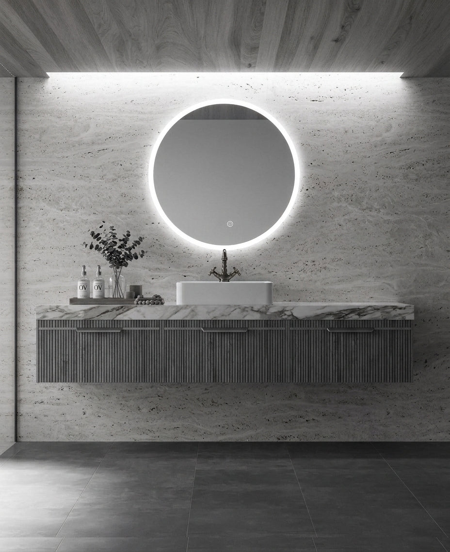 Espejo de baño con luz LED redondo retroiluminado · Modelo LONDRES