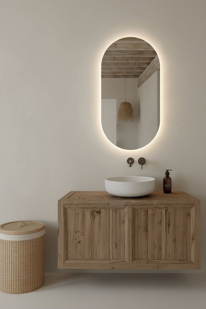 Espejo de baño ovalado con luz LED retroiluminado entrega 24-72h · Modelo Diana EXPRESS