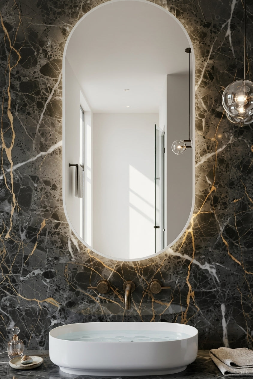 Espejo de baño ovalado con luz LED retroiluminado entrega 24-72h · Modelo Diana EXPRESS
