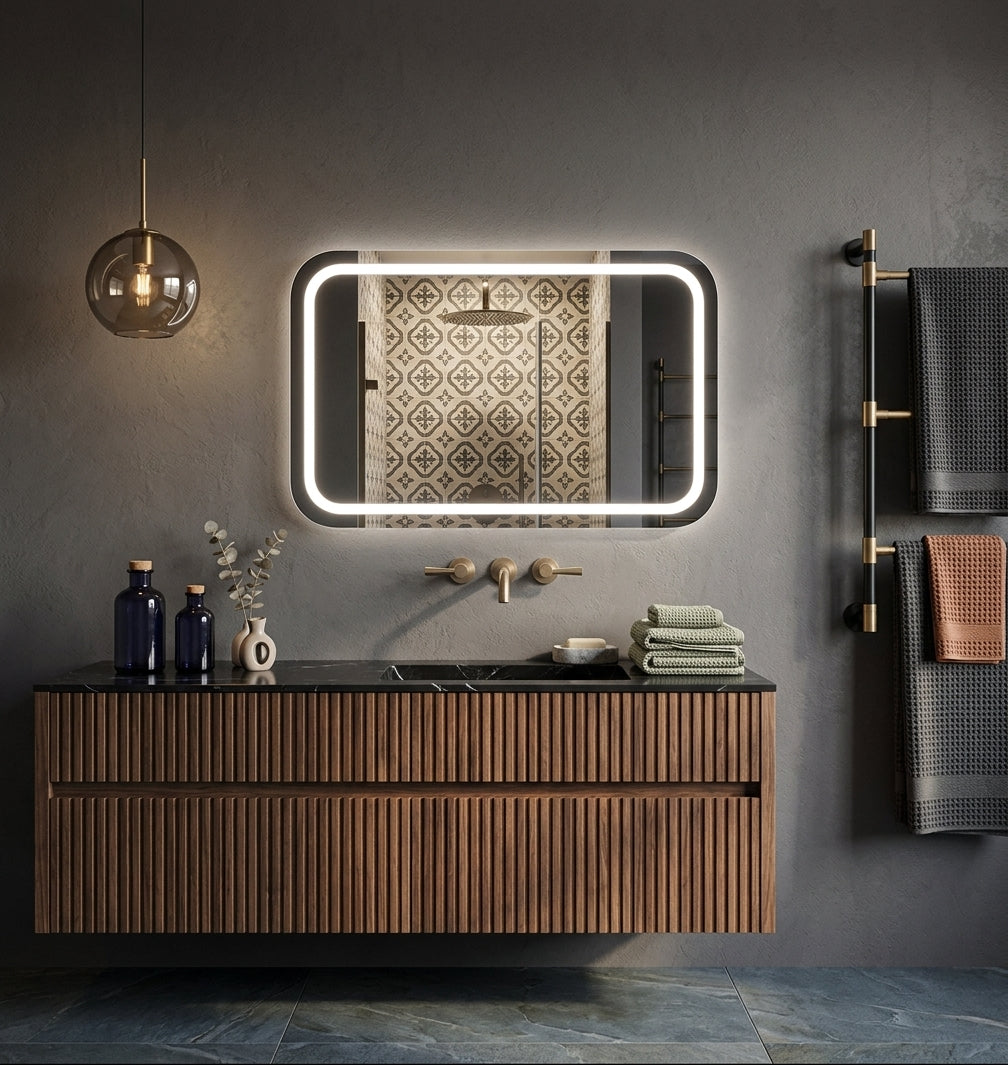Espejo de baño y vestidor con luz LED frontal rectangular entrega 24-72h · Modelo Pina EXPRESS