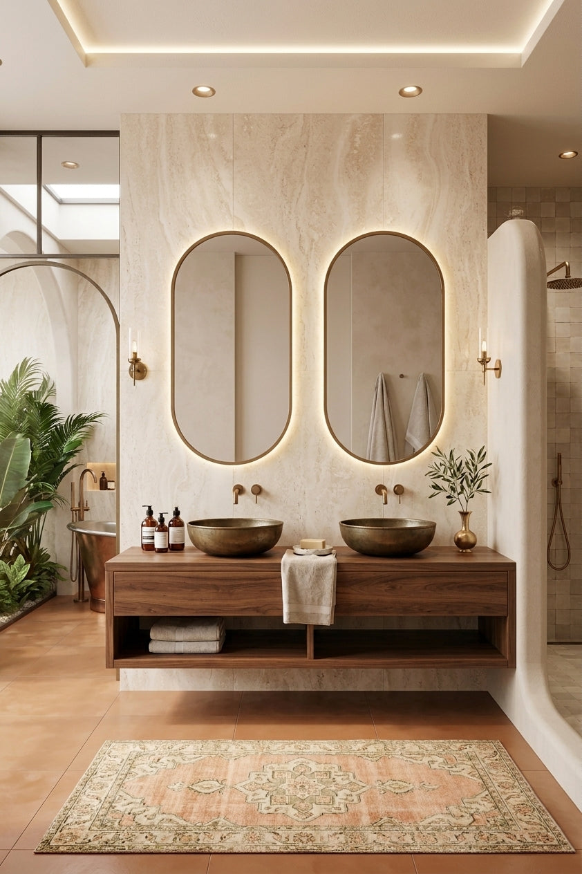 Espejo de baño con luz LED ovalado con luz en marco iluminado · Modelo CANADA