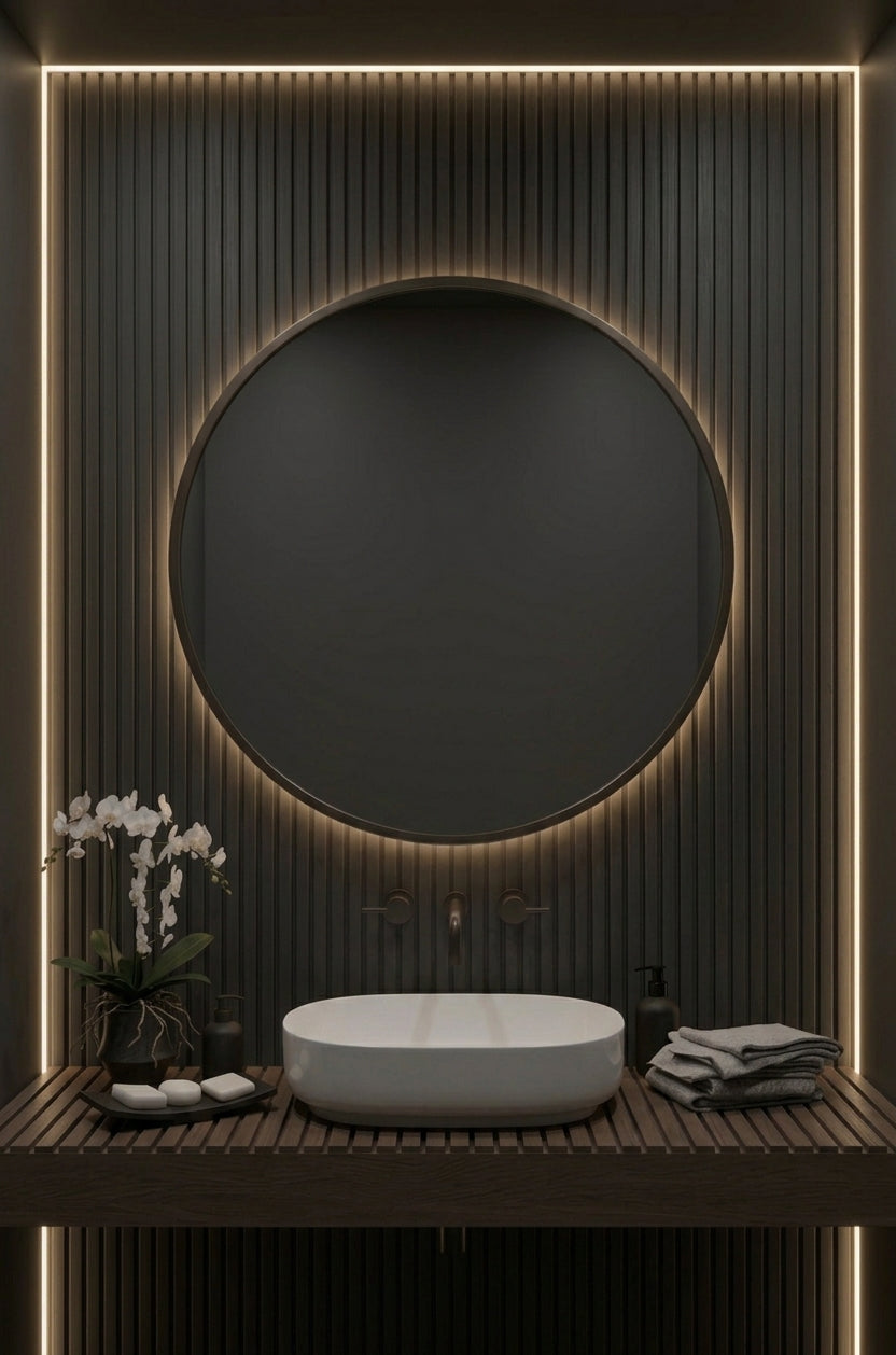 Espejo de Baño con Luz LED Redondo Retroiluminado · Doble Touch (Luz Bi-LED + Antivaho) · LUNIX EXPRESS · Entrega 24-72h