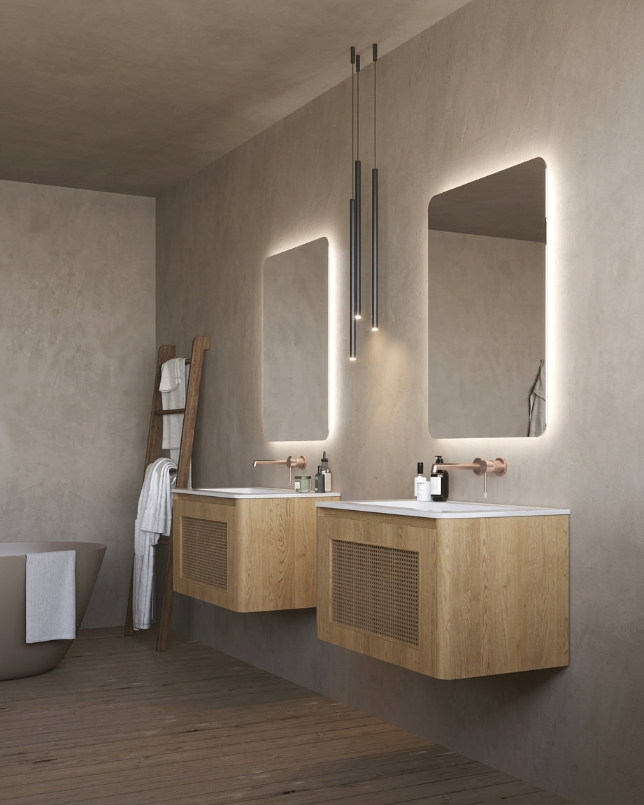 Espejo de baño con luz LED rectangular retroiluminado · Modelo DINAMARCA