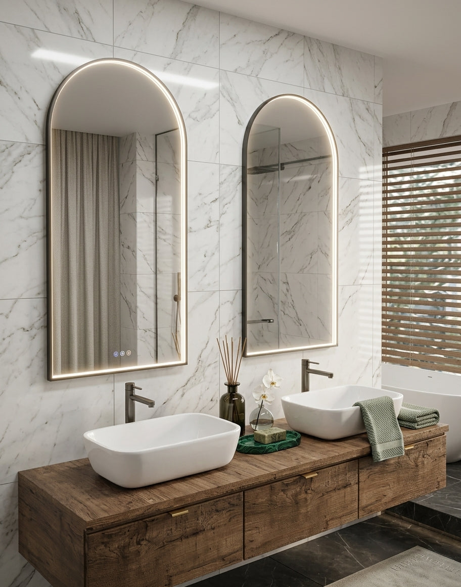 Espejo de baño con luz LED ovalado · Modelo ROMA