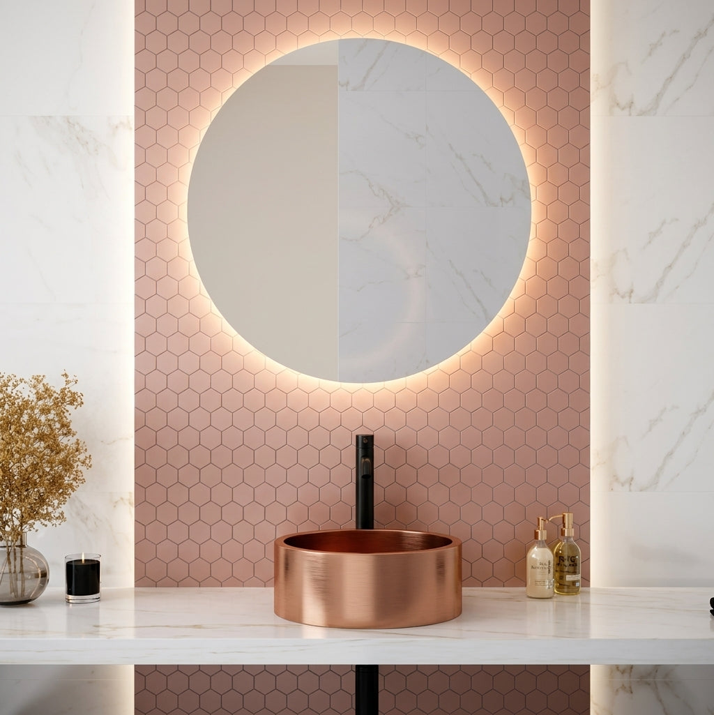Espejo de Baño con Luz LED Redondo Retroiluminado · Luz Ambiental · Dian EXPRESS · Entrega 24-72h