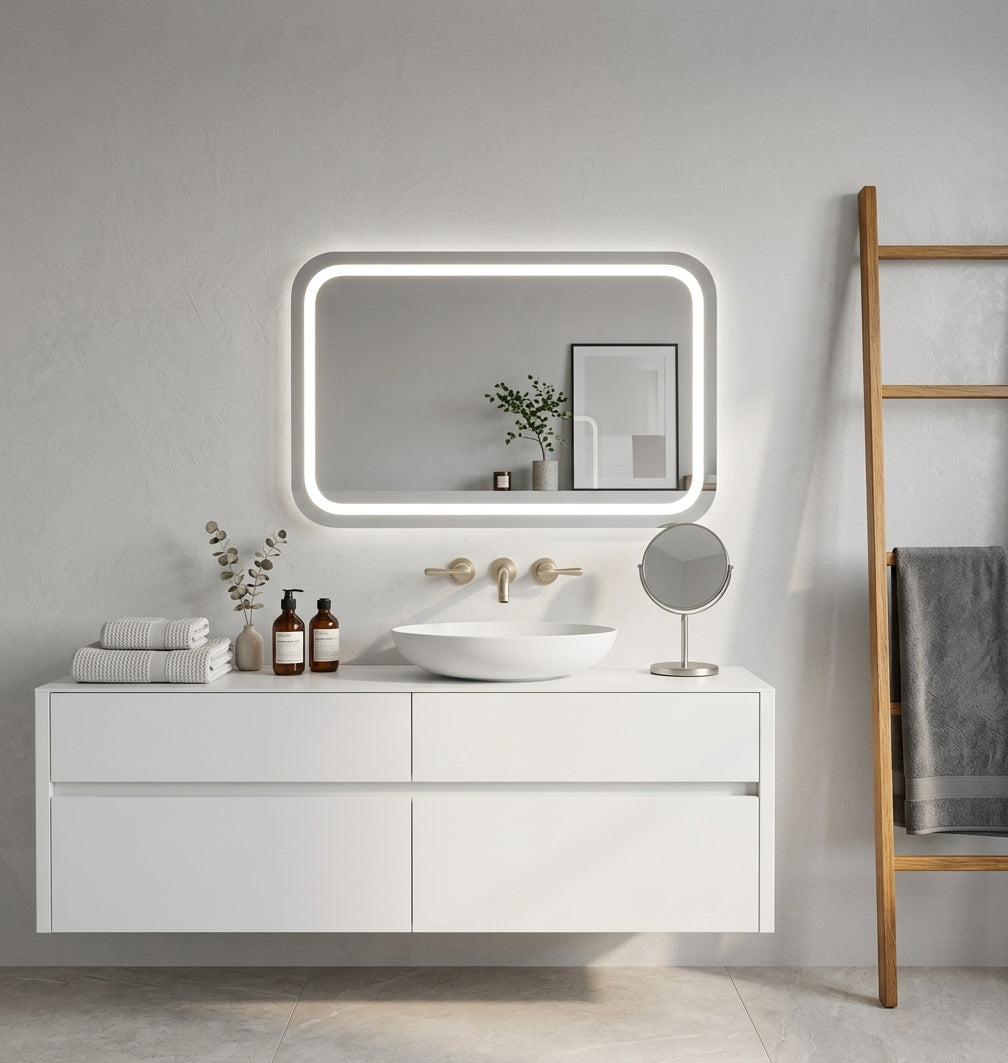 Espejo de baño y vestidor con luz LED frontal rectangular entrega 24-72h · Modelo Pina EXPRESS