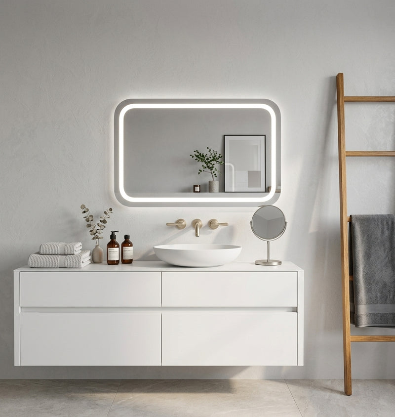 Espejo de baño y vestidor con luz LED frontal rectangular · Modelo Pina EXPRESS