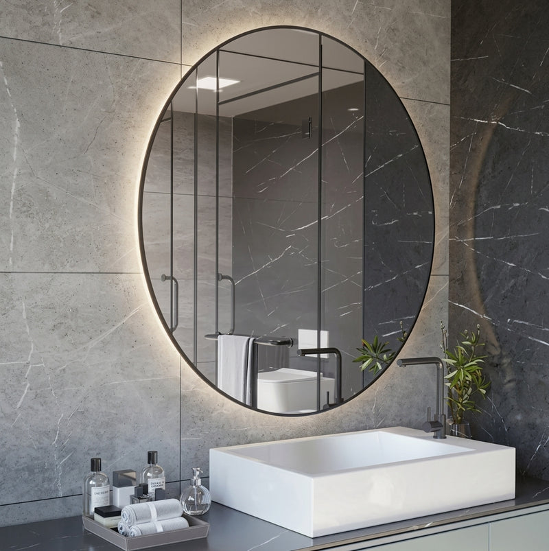 Espejo de baño con luz LED redondo · Luz Ambiental · Modelo Mamba EXPRESS