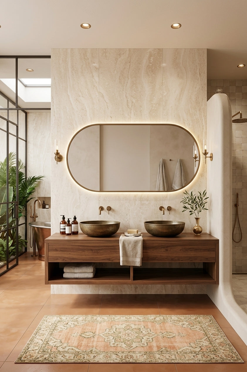 Espejo de baño con luz LED ovalado con luz en marco iluminado · Modelo CANADA