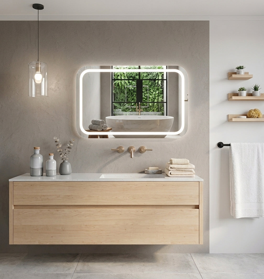 Espejo de baño y vestidor con luz LED frontal rectangular entrega 24-72h · Modelo Pina EXPRESS