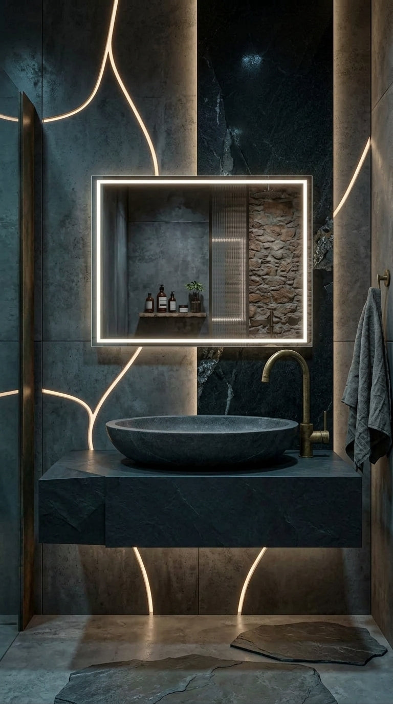 Espejo de baño y vestidor con luz LED frontal rectangular entrega 24-72h · Modelo Cedrus EXPRESS