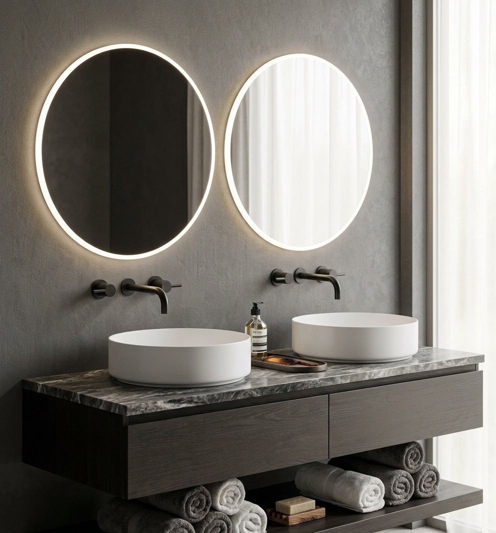 Espejo de baño redondo con luz LED 6000K · Entrega 24-72h · Modelo Clark EXPRESS