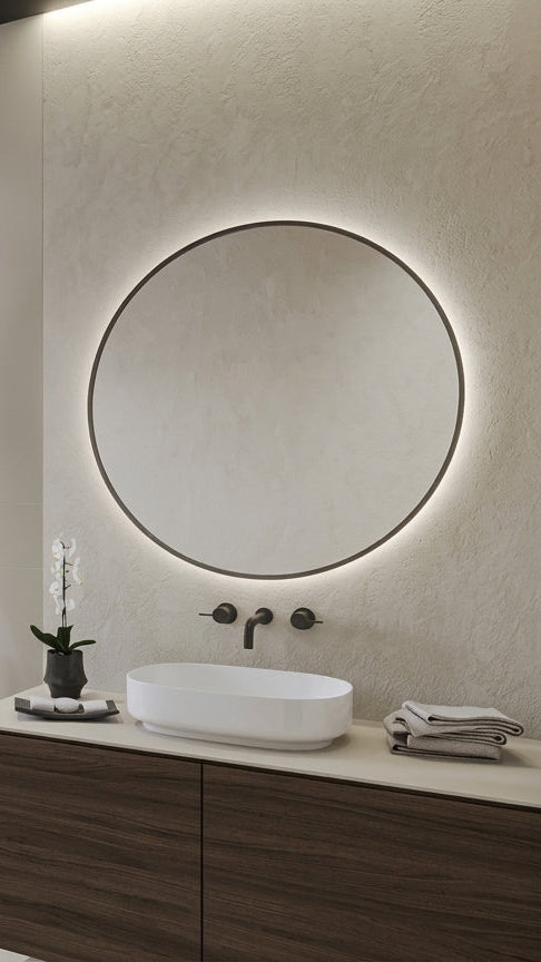 Espejo de Baño con Luz LED Redondo Retroiluminado · Doble Touch (Luz Bi-LED + Antivaho) · LUNIX EXPRESS · Entrega 24-72h