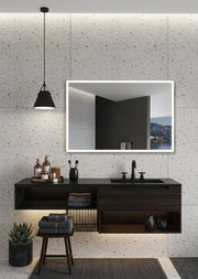 Espejo de baño con luz LED frontal rectangular · Modelo cuadrado con luz frontal Suiza TRILED