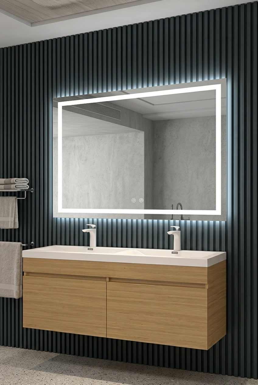 Espejo de baño con luz LED rectangular retroiluminado · Modelo HOLANDA