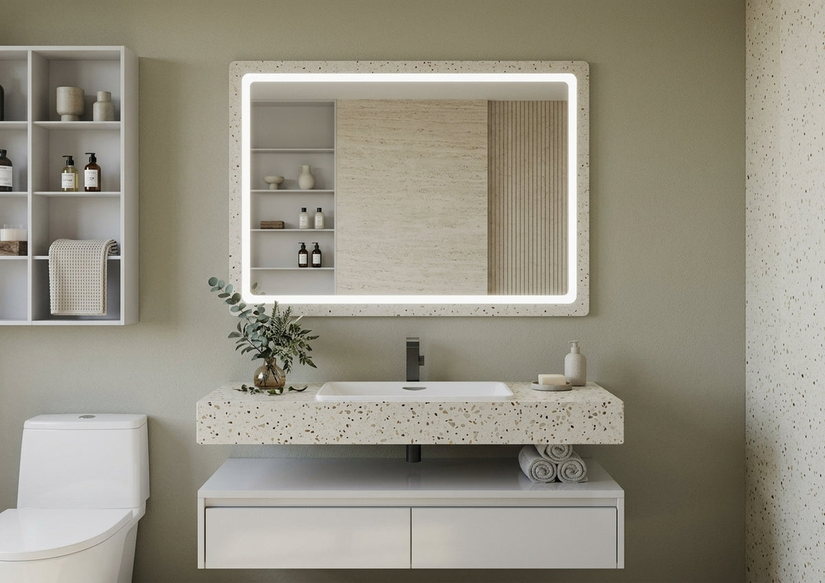 Espejo de baño y vestidor con luz LED frontal rectangular entrega 24-72h · Modelo Pina EXPRESS