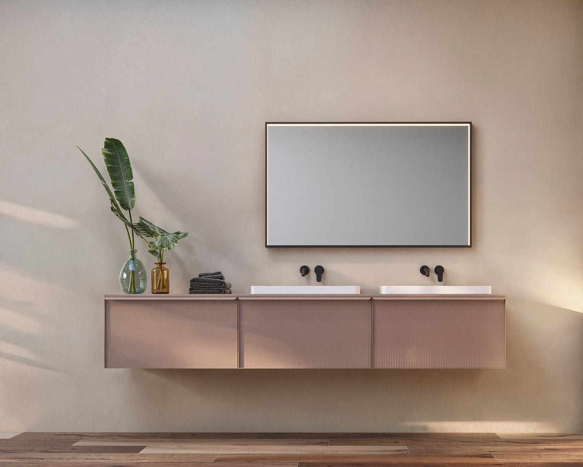 Espejo de baño con luz LED perimetral rectangular · Modelo ABILITY