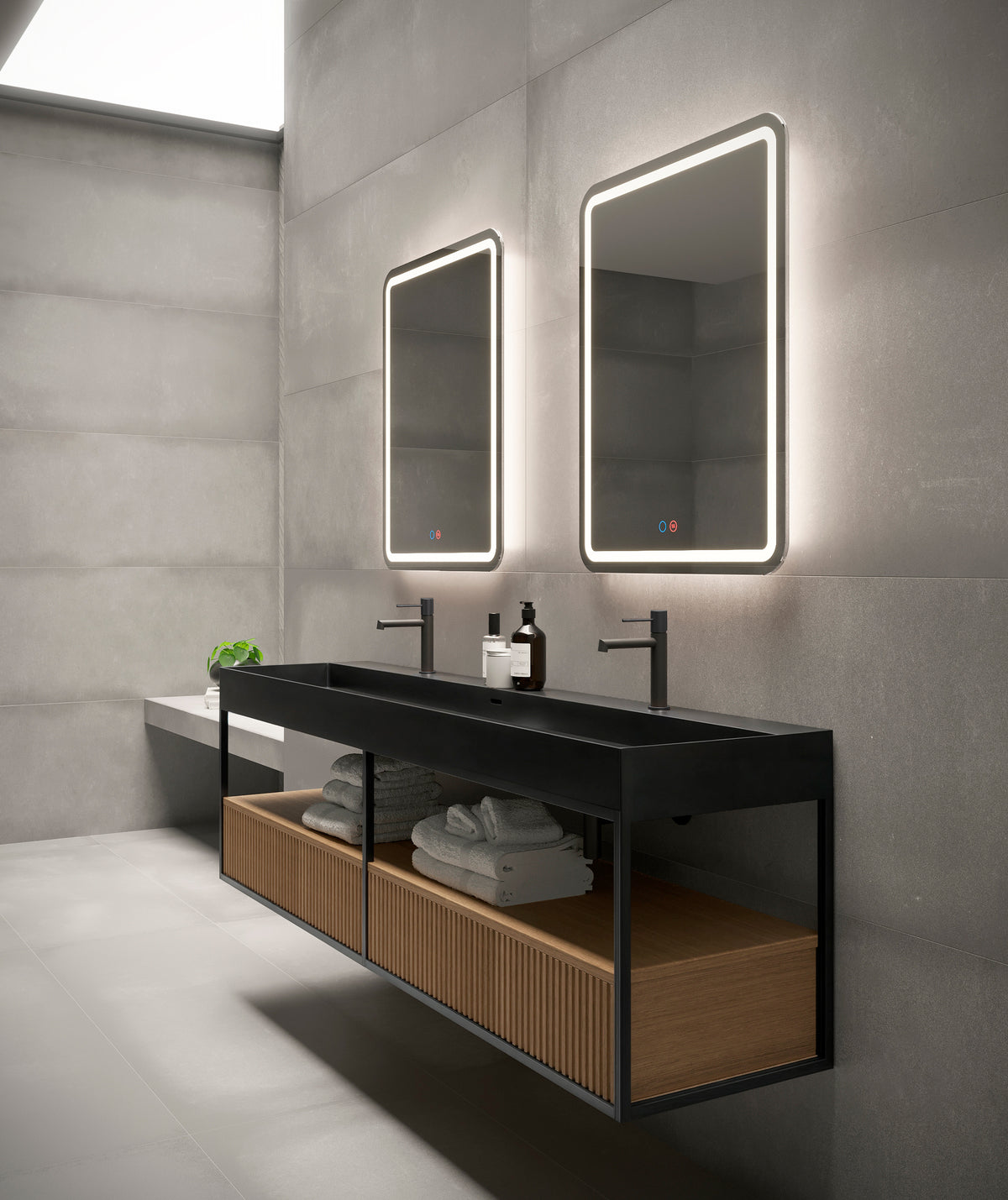 Espejo de baño con luz LED rectangular retroiluminado · Modelo GRECIA
