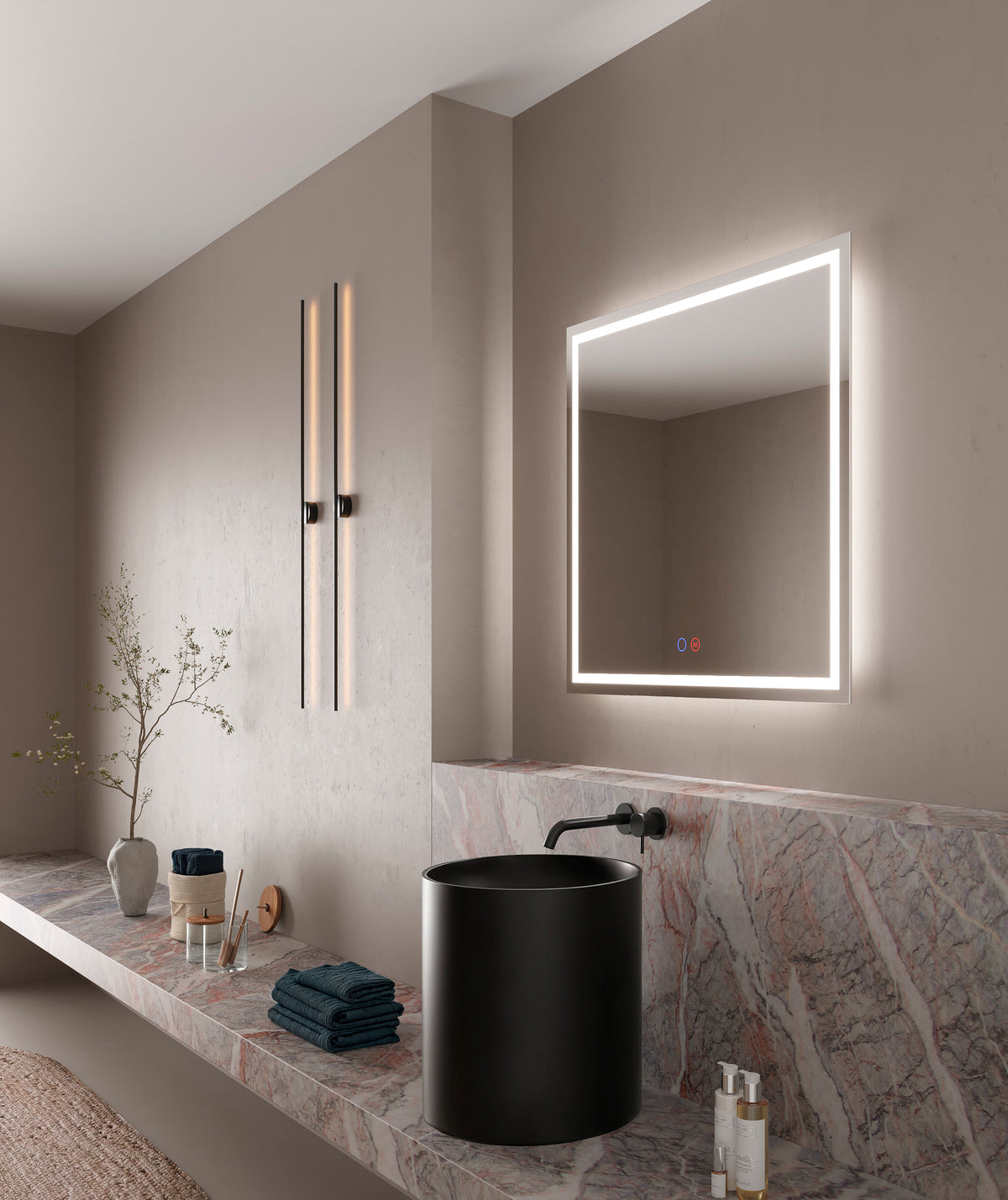 Espejo de baño con luz LED rectangular retroiluminado · Modelo HOLANDA