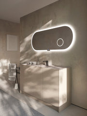 Espejo de baño con luz LED ovalado con luz en marco iluminado · Modelo INDIANA